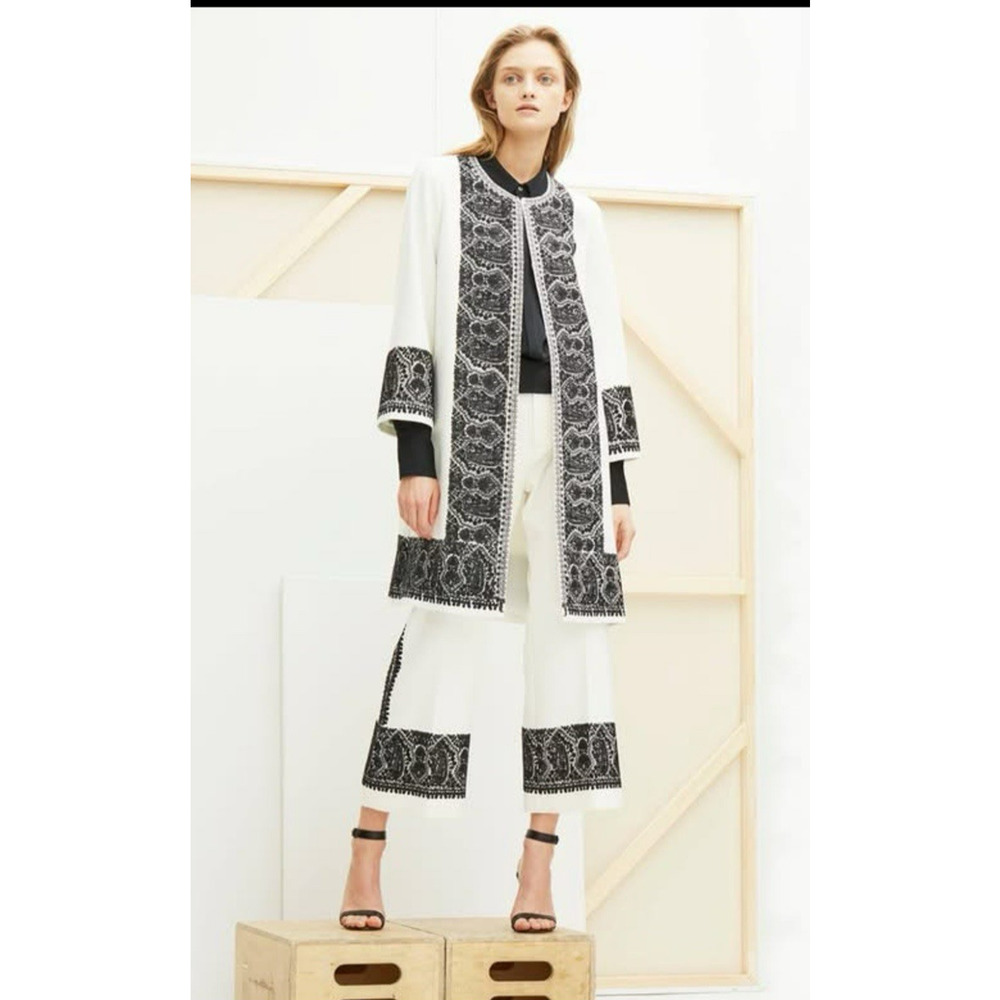 Kobi Halperin Embroidered Topper Coat Pant Set Paisley Luxury Boho Retails $1596